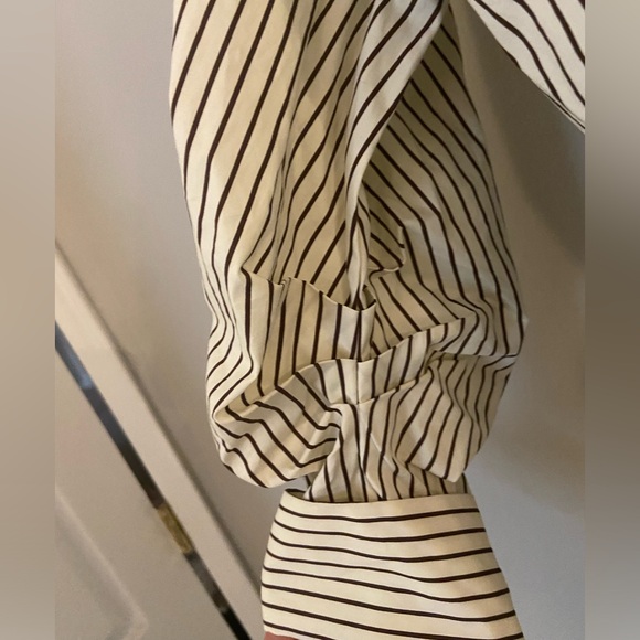 STAUD Cafu Dress Ivory/Dark Oak Micro Stripe Size Small - Picture 8 of 8